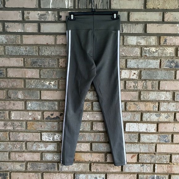 Adidas Women’s Climalite 3 Stripe Leggings High Rise Stretch Size Small Gray - Picture 2 of 7